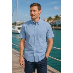 IZOD Shirt Men's XL Light Blue CoolFX Travel Coastal Stays Fresh Feels Cool Core